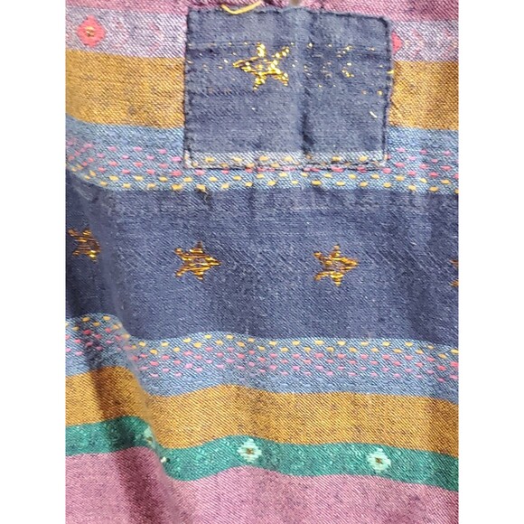 Vintage Angelique Free Size Hippie Boho Drawstring V-Neck Striped Pullover Top - Picture 5 of 11